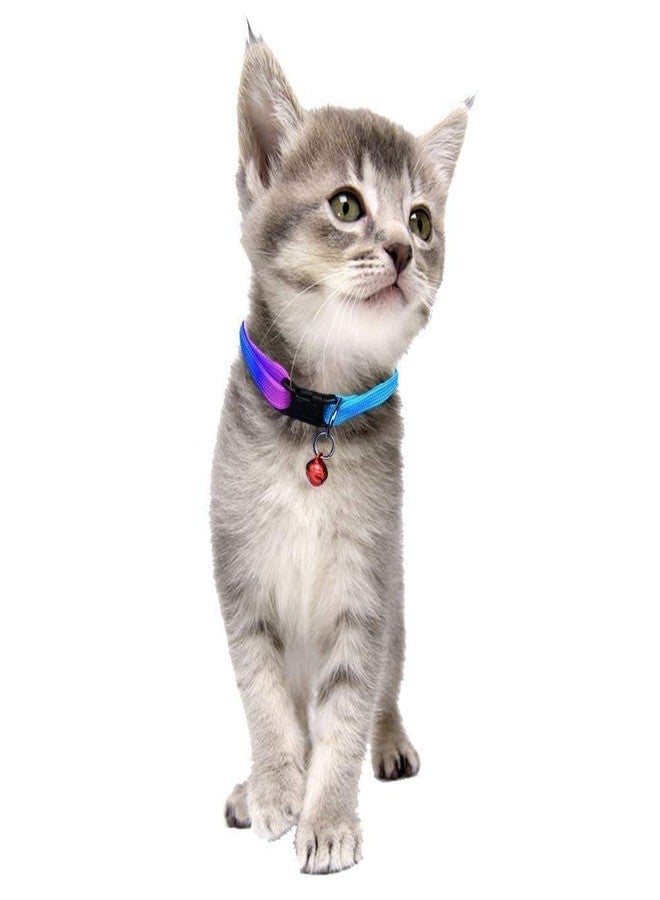 Pups&Pets Colorful Cat Collar with Bell, Adjustable Rainbow Collars for Cat Kitty Puppy Rabbit Small Animals Pets Only - Image 3